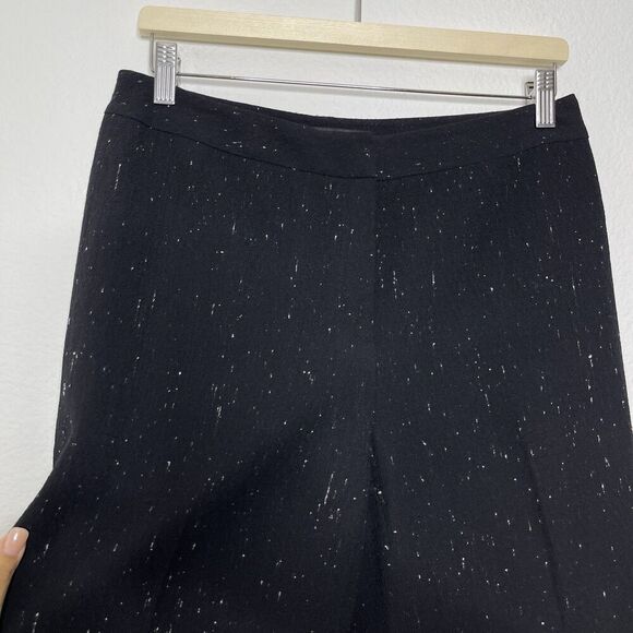 Lafayette 148 NY Straight Pants Sz 6 Wool Silk Black Speckled Career Trouser - Picture 9 of 14